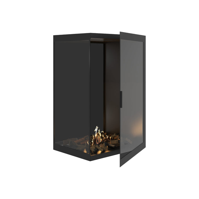 Bioethanol Eckkamin BASE Vertikal Vollglas Links 80x100 - Produktansicht