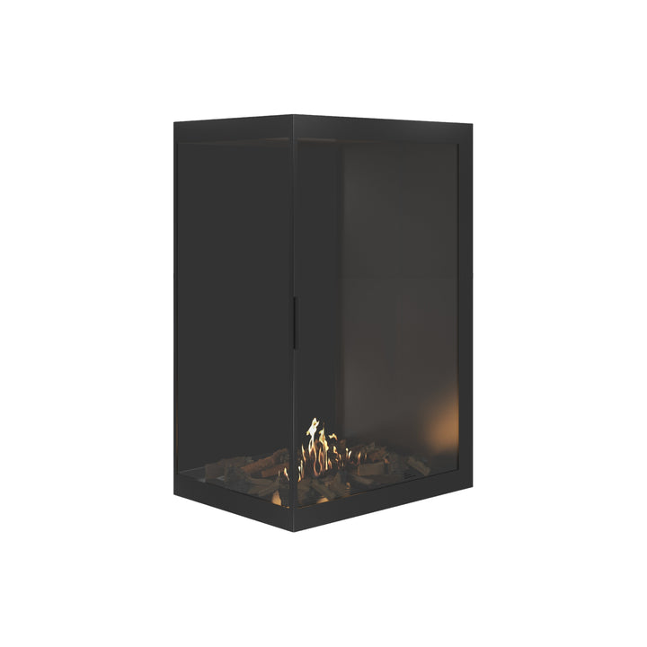 Bioethanol Eckkamin BASE Vertikal Vollglas Links 80x100 - Vollverglasung