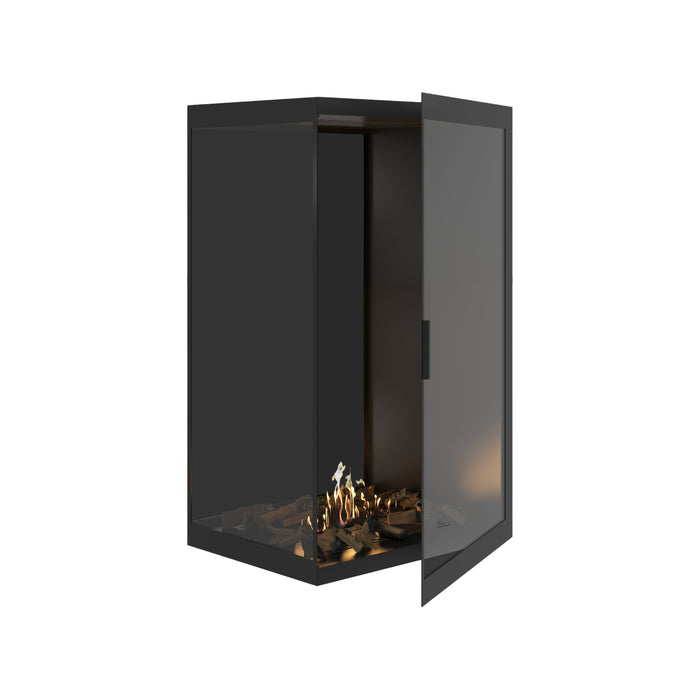 Bioethanol Eckkamin BASE Vertikal Vollglas Links 80x120 - Produktansicht