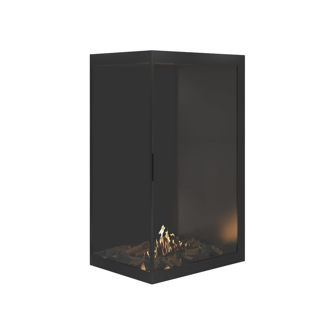 Bioethanol Eckkamin BASE Vertikal Vollglas Links 80x120 - Vollverglasung