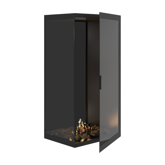 Bioethanol Eckkamin BASE Vertikal Vollglas Links 80x160 - Produktansicht