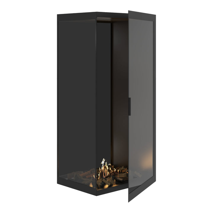 Bioethanol Eckkamin BASE Vertikal Vollglas Links 80x180 - Produktansicht