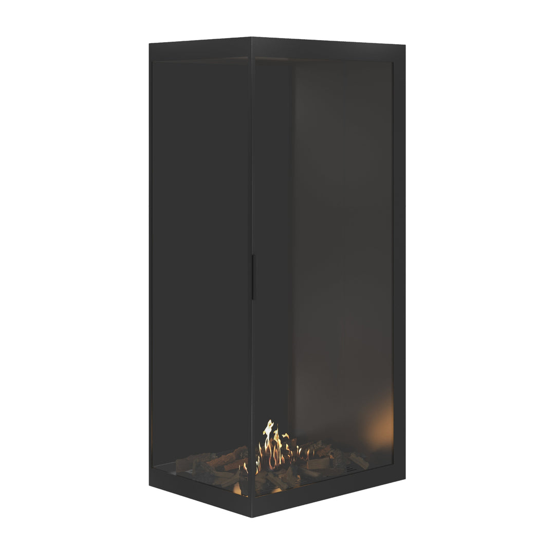 Bioethanol Eckkamin BASE Vertikal Vollglas Links 80x180 - Vollverglasung