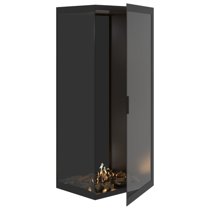 Bioethanol Eckkamin BASE Vertikal Vollglas Links 80x200 - Produktansicht