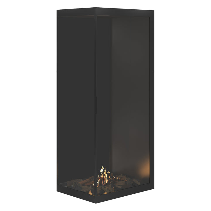 Bioethanol Eckkamin BASE Vertikal Vollglas Links 80x200 - Vollverglasung