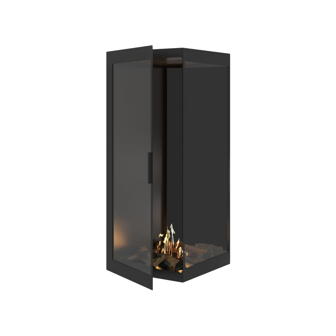 Bioethanol Eckkamin BASE Vertikal Vollglas Rechts 60x120 - Produktansicht