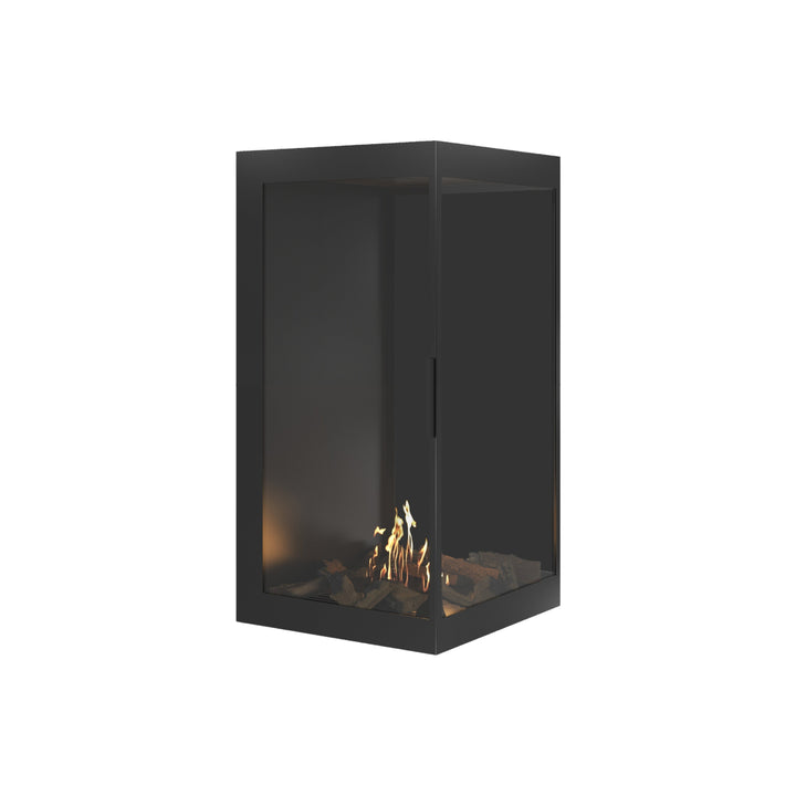 Bioethanol Eckkamin BASE Vertikal Vollglas Rechts 70x100 - Einbauansicht