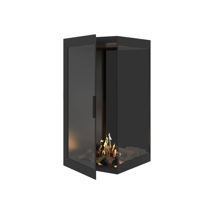 Bioethanol Eckkamin BASE Vertikal Vollglas Rechts 70x100 - Produktansicht
