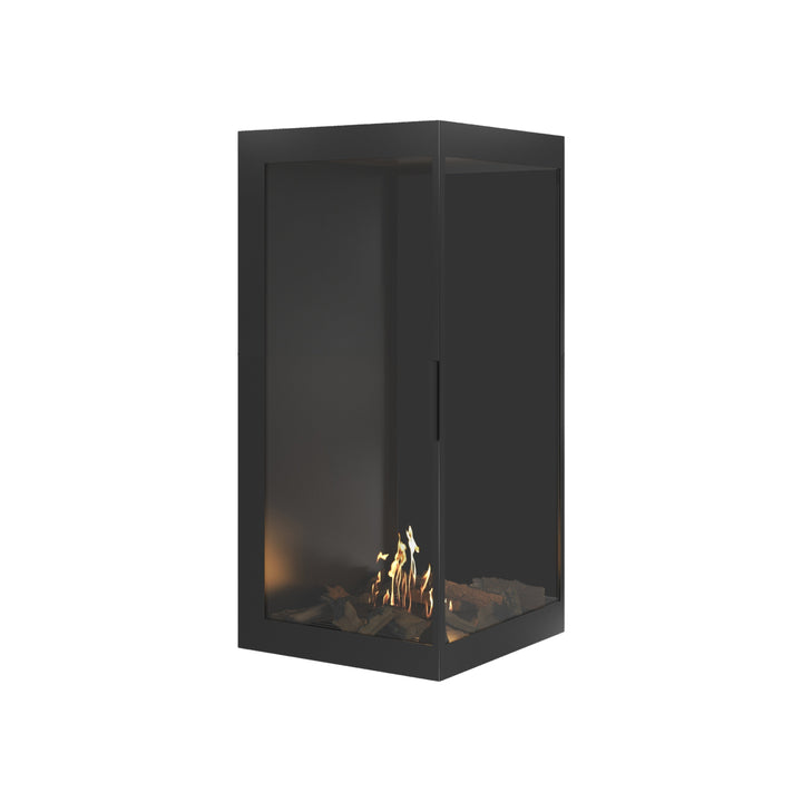 Bioethanol Eckkamin BASE Vertikal Vollglas Rechts 70x120 - Einbauansicht