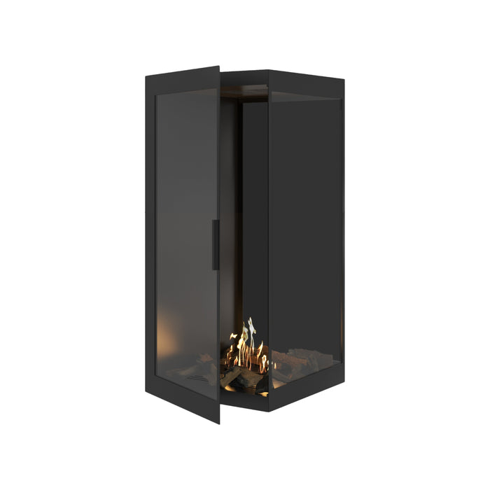 Bioethanol Eckkamin BASE Vertikal Vollglas Rechts 70x120 - Produktansicht