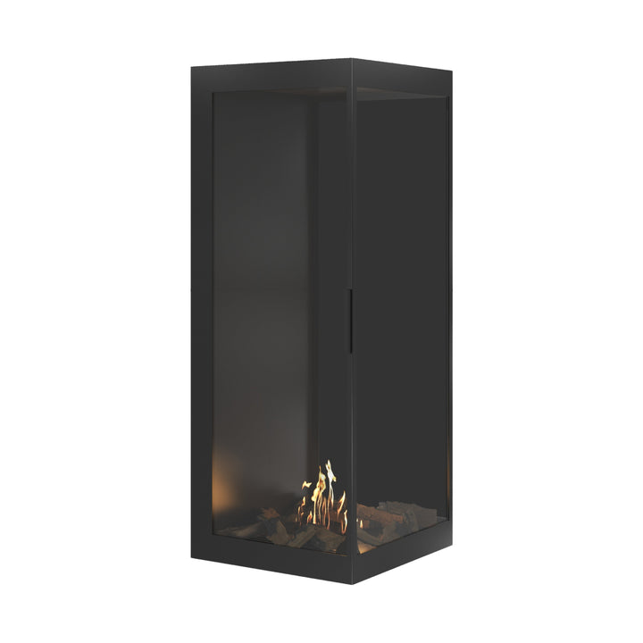 Bioethanol Eckkamin BASE Vertikal Vollglas Rechts 70x160 - Einbauansicht