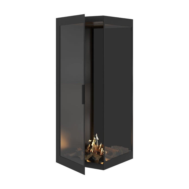 Bioethanol Eckkamin BASE Vertikal Vollglas Rechts 70x160 - Produktansicht