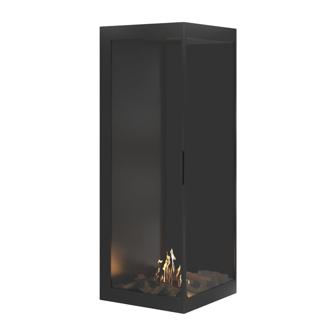 Bioethanol Eckkamin BASE Vertikal Vollglas Rechts 70x180 - Modernes Wohnzimmer