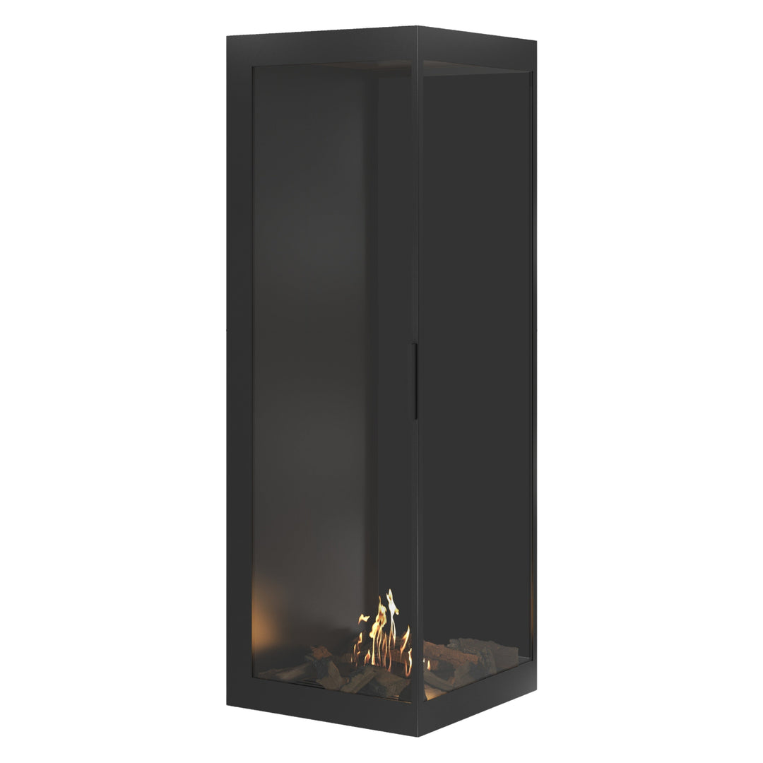 Bioethanol Eckkamin BASE Vertikal Vollglas Rechts 70x200 - Einbauansicht