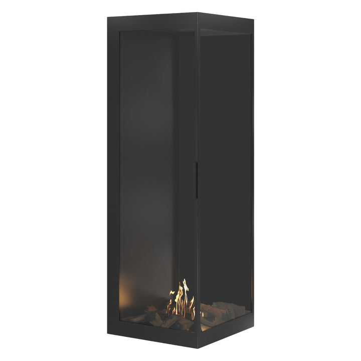 Bioethanol Eckkamin BASE Vertikal Vollglas Rechts 70x200 - Einbauansicht