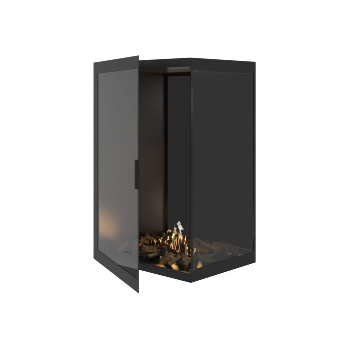 Bioethanol Eckkamin BASE Vertikal Vollglas Rechts 80x100 - Produktansicht