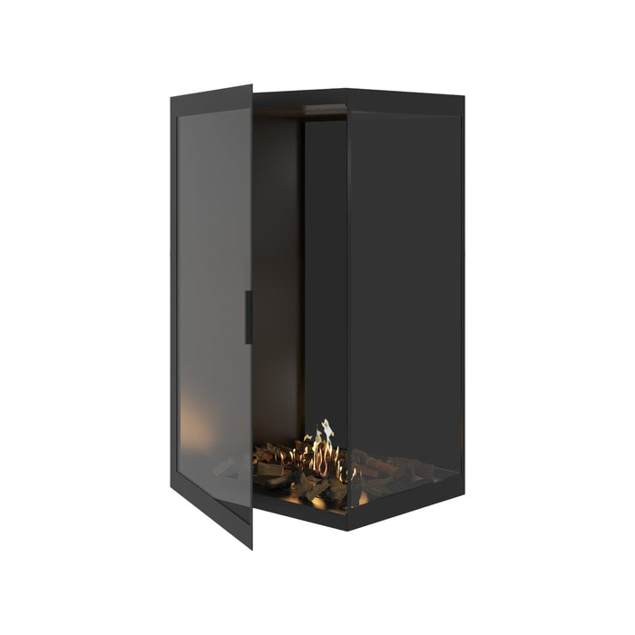 Bioethanol Eckkamin BASE Vertikal Vollglas Rechts 80x120 - Produktansicht