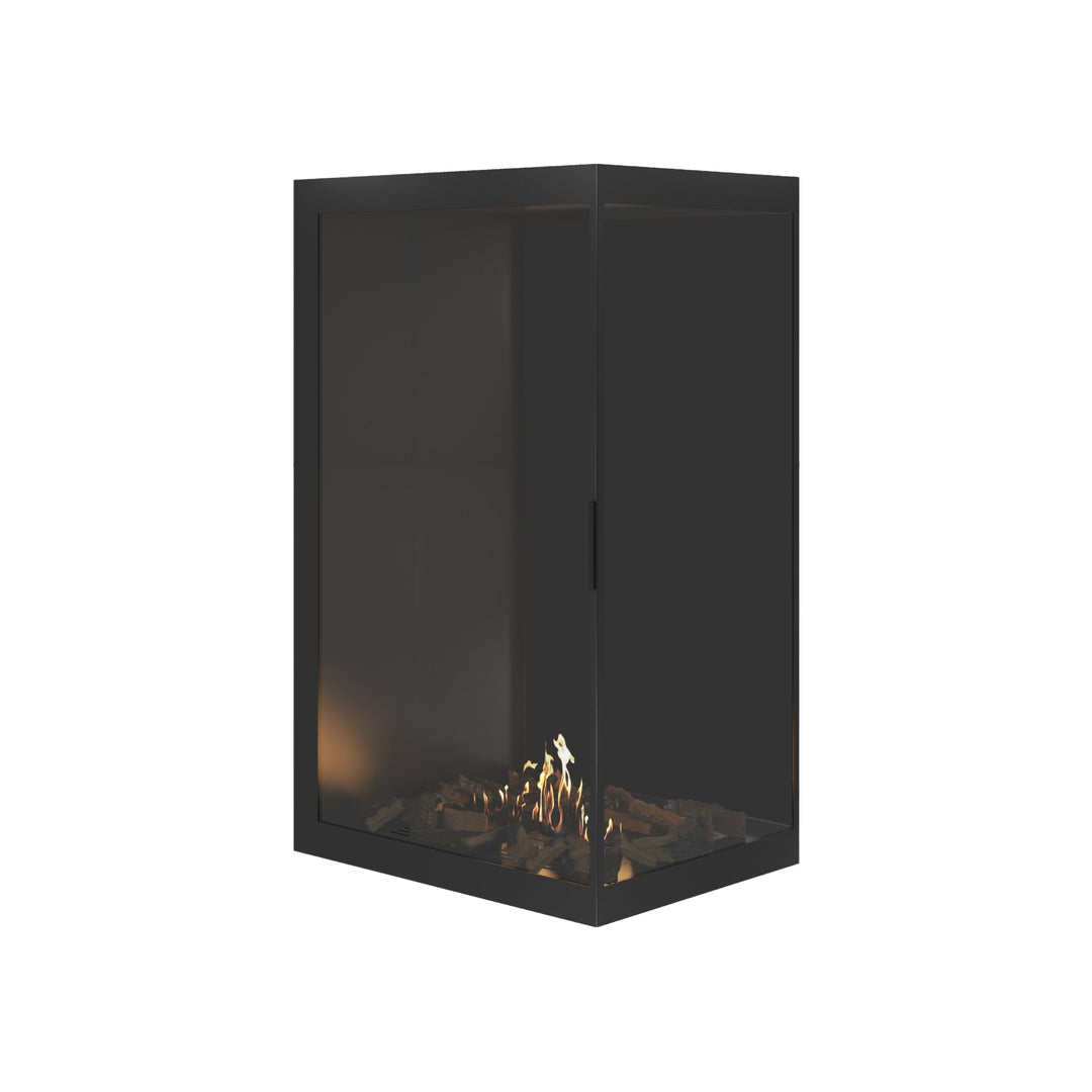 Bioethanol Eckkamin BASE Vertikal Vollglas Rechts 80x120 - Vollverglasung