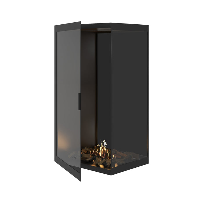 Bioethanol Eckkamin BASE Vertikal Vollglas Rechts 80x140 - Produktansicht