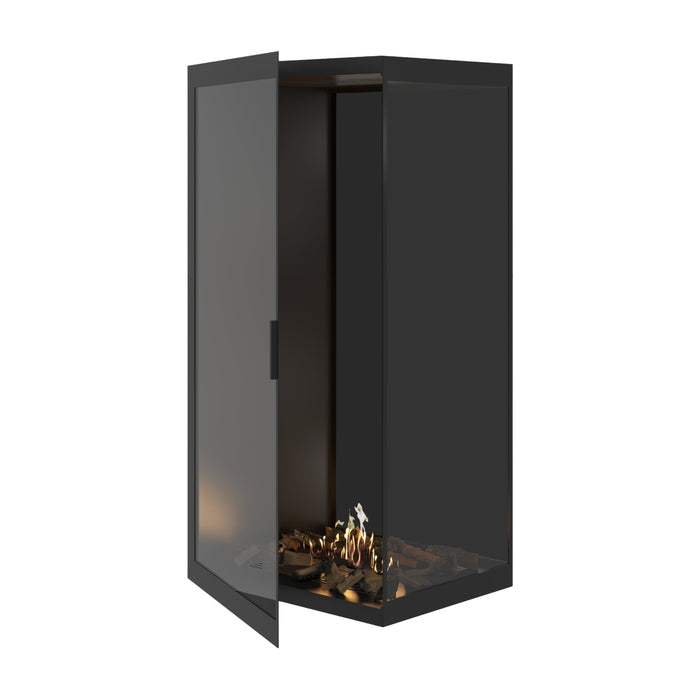 Bioethanol Eckkamin BASE Vertikal Vollglas Rechts 80x160 - Produktansicht