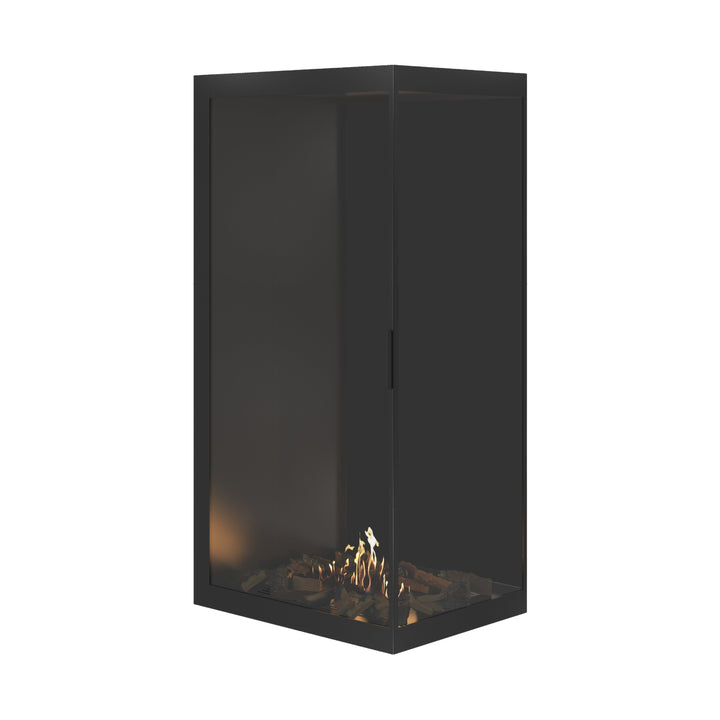 Bioethanol Eckkamin BASE Vertikal Vollglas Rechts 80x160 - Vollverglasung