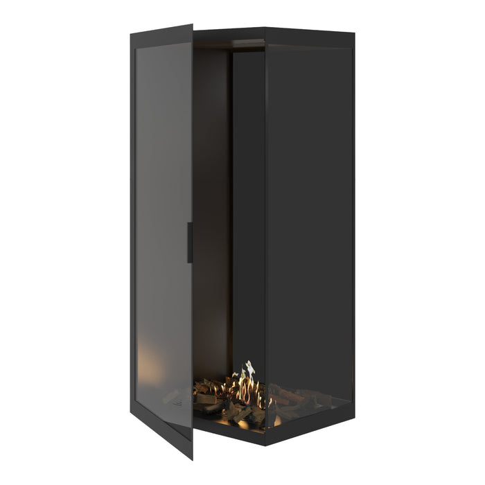 Bioethanol Eckkamin BASE Vertikal Vollglas Rechts 80x180 - Produktansicht