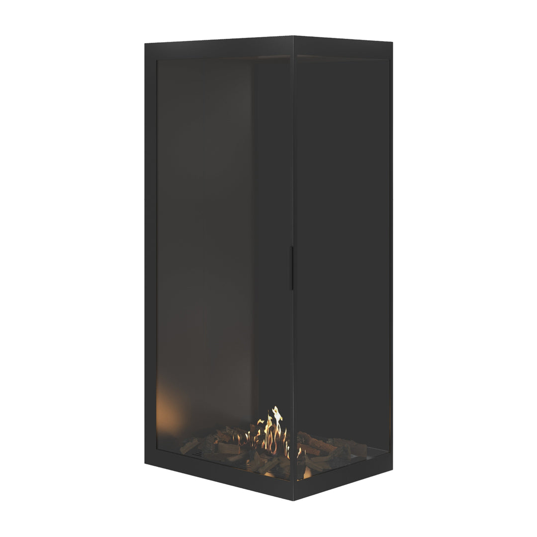 Bioethanol Eckkamin BASE Vertikal Vollglas Rechts 80x180 - Vollverglasung