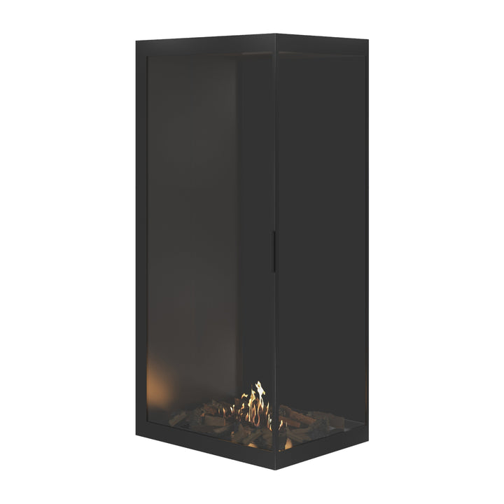 Bioethanol Eckkamin BASE Vertikal Vollglas Rechts 80x180 - Vollverglasung