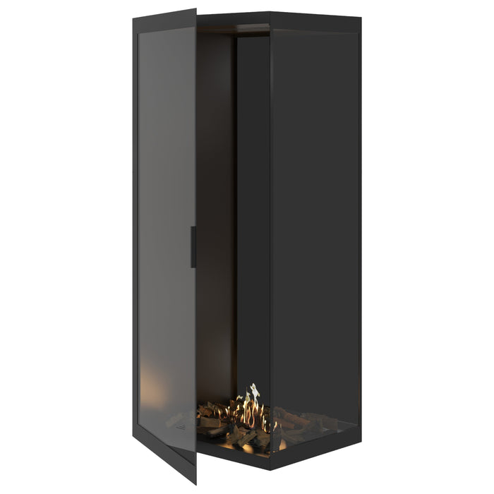 Bioethanol Eckkamin BASE Vertikal Vollglas Rechts 80x200 - Produktansicht