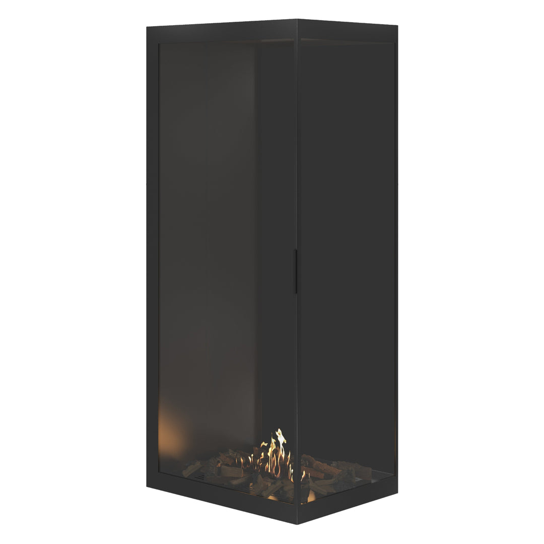 Bioethanol Eckkamin BASE Vertikal Vollglas Rechts 80x200 - Vollverglasung