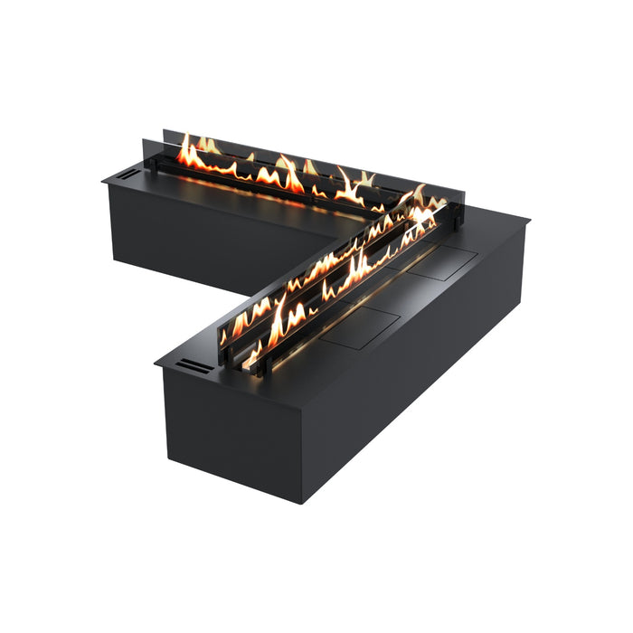 Bioethanol Einbau Brenner mit Ecke mit Fernbedienung SmartFire CORNER zweiseitiges Glas von Wild Flame 60 × 60 cm
