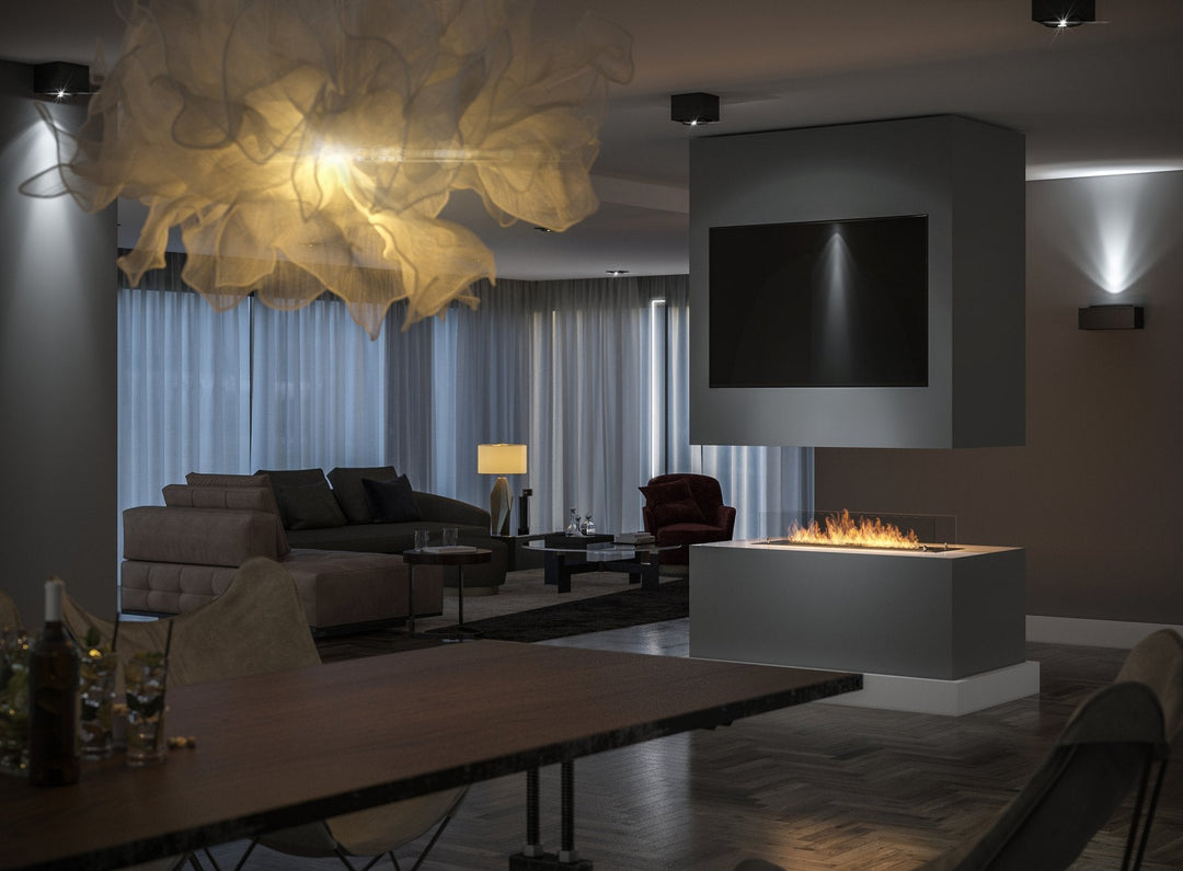 Bioethanol Einbaubrenner SIMPLE INSERT 1000 von SimpleFire in modernem Kaminumbau