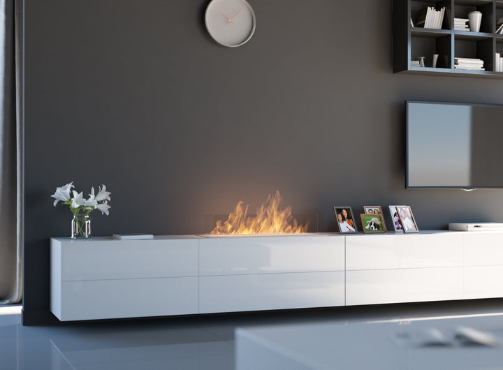 Bioethanol Einbaubrenner SIMPLE INSERT 1000 von SimpleFire im modernen Lowboard