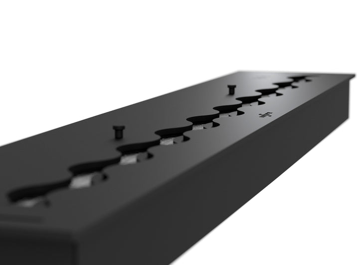 Bioethanol Einbaubrenner WAVE 120 cm in Schwarz Nahansicht der Brenneroberfläche