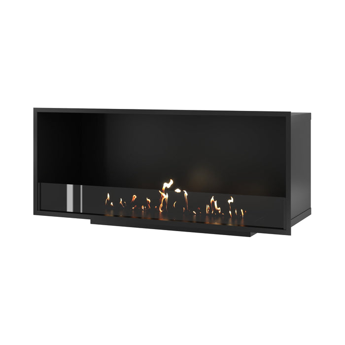 Bioethanol Einbaukamin SELECTED 130 cm von Wild Flame, Ethanolkamin mit Glas für Wohnwand und TV Wand, Frontansicht