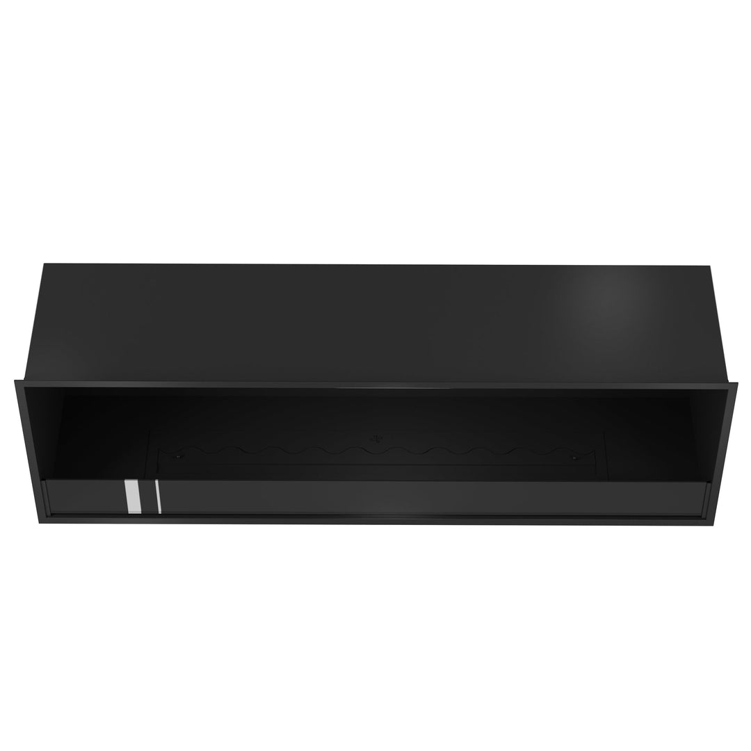 Bioethanol Einbaukamin SELECTED 160 cm von Wild Flame, Ethanolkamin mit Glas für Wohnwand und TV Wand, Draufsicht mit Bioethanol Brenner