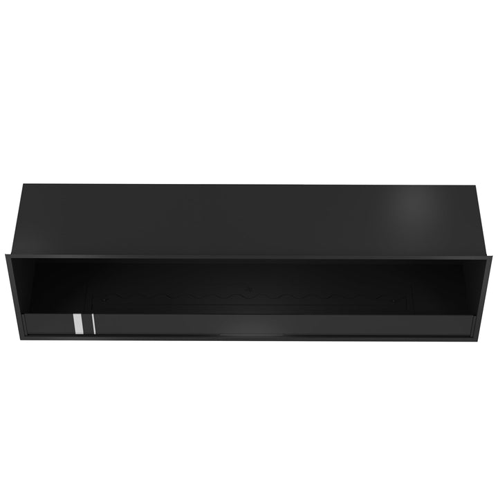 Bioethanol Einbaukamin SELECTED 190 cm von Wild Flame, Ethanolkamin mit Glas für Wohnwand und TV Wand, Draufsicht mit Bioethanol Brenner