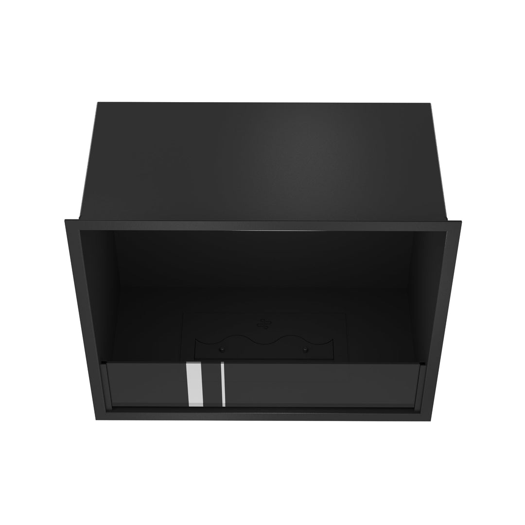 Bioethanol Einbaukamin SELECTED 50 cm von Wild Flame, Ethanolkamin mit Glas für Wohnwand und TV Wand, Draufsicht mit Bioethanol Brenner