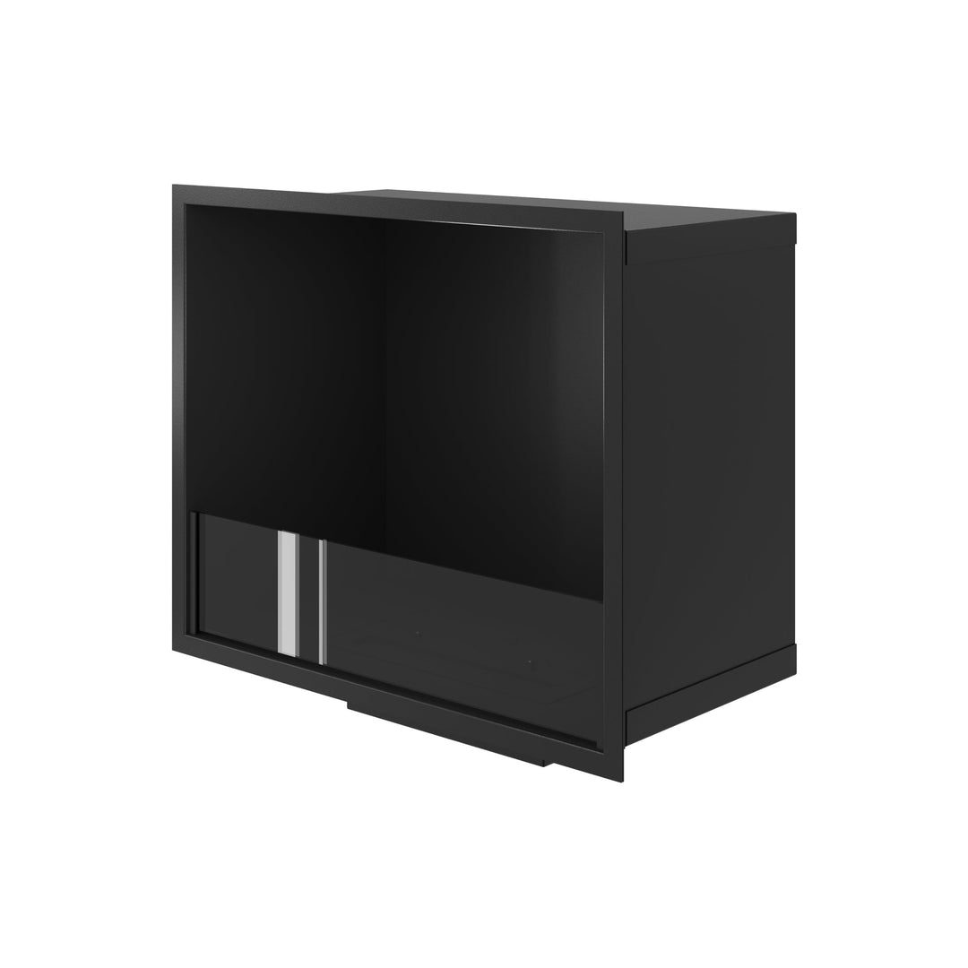 Bioethanol Einbaukamin SELECTED 50 cm von Wild Flame, Ethanolkamin mit Glas für Wohnwand und TV Wand, Seitenansicht