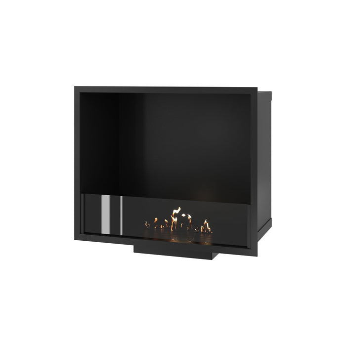 Bioethanol Einbaukamin SELECTED 60 cm von Wild Flame, Ethanolkamin mit Glas für Wohnwand und TV Wand, Frontansicht