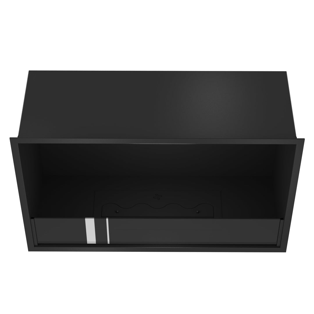 Bioethanol Einbaukamin SELECTED 90 cm von Wild Flame, Ethanolkamin mit Glas für Wohnwand und TV Wand, Draufsicht mit Bioethanol Brenner