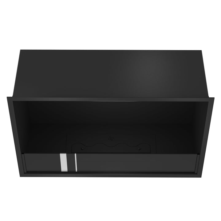 Bioethanol Einbaukamin SELECTED 90 cm von Wild Flame, Ethanolkamin mit Glas für Wohnwand und TV Wand, Draufsicht mit Bioethanol Brenner