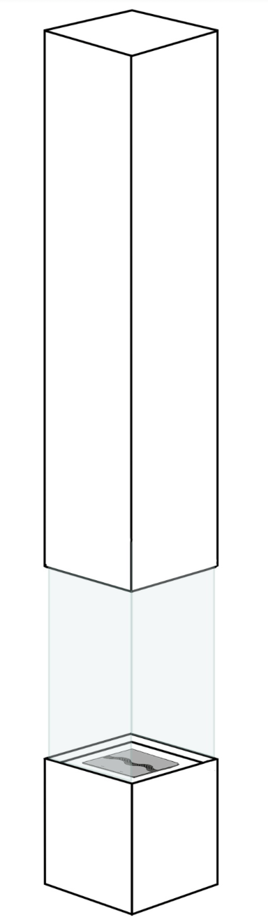 bioethanol-haengekamin-decke-deckenmontage-ethanolkamin-marsili-4side-viereckig-seidenmatt-schwarz-mit-glas-technische-skizze-schwarz-weiss