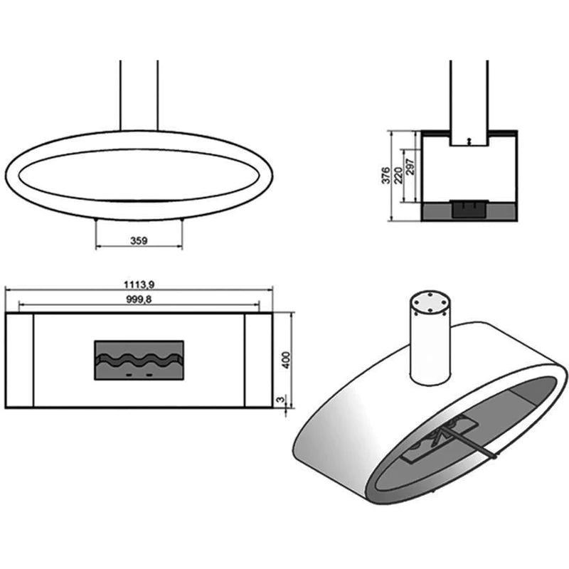 Bioethanol Hängekamin Decke - Tube 2Side XL