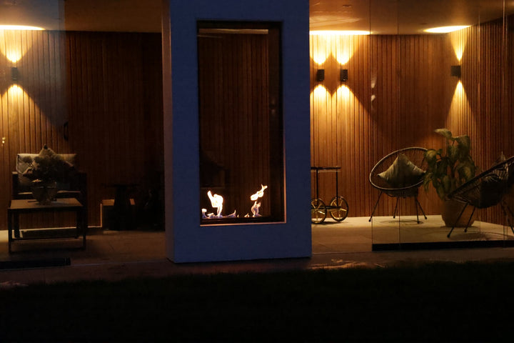 Zweiseitiger Bioethanol Einbau Kamin Ofen "FAME Vertikal" für Raumteiler von Wild Flame Flammenspiel