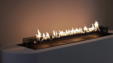 Bioethanol Kamin SmartFire A4 mit Glasscheibe in weißem Möbel