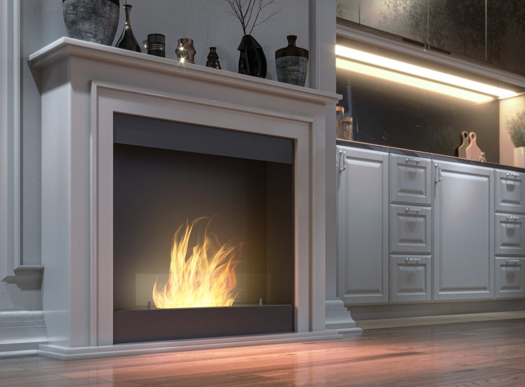 Freistehender Bioethanol Standkamin SIMPLE PORTAL 1 von SimpleFire als Detail in der Küche