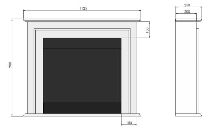 Technische Zeichnung Bioethanol Standkamin SIMPLE PORTAL 1 von SimpleFire