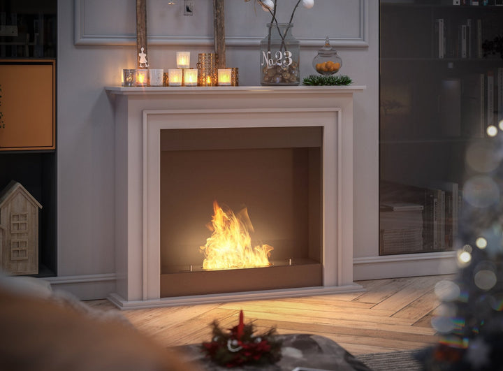 Freistehender Bioethanol Standkamin SIMPLE PORTAL 1 von SimpleFire als Nahaufnahme im Wohnzimmer