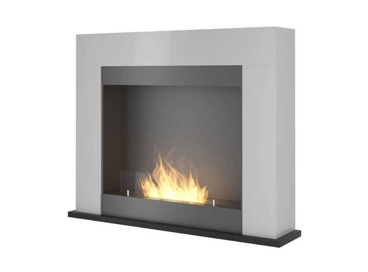 Freistehender Bioethanol Standkamin SIMPLE PORTAL 2 von SimpleFire in Weiss Schwarz mit Glas